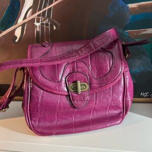 Vegan Leather Chic Fuchsia Crossbody Bag Shoulder